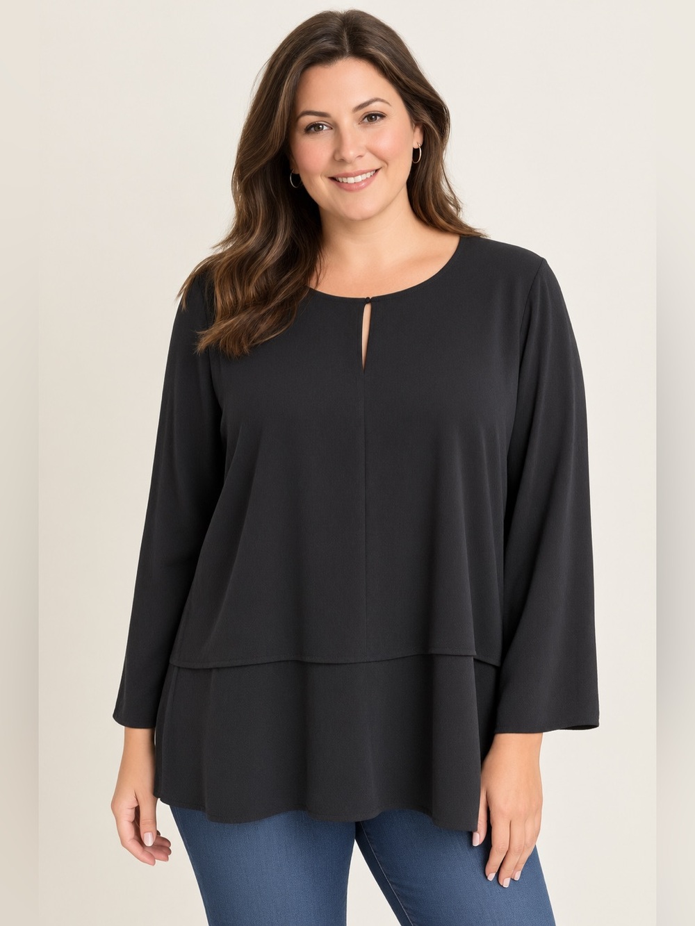 Lauren Ralph Lauren Black Tunic Top Size 2X NEW